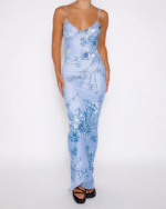 Blue Floral Bodycon Dress