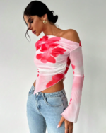 Floral Mesh Long Sleeve Top