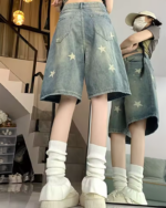 Denim Shorts With Stars